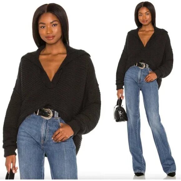 FREE PEOPLE Marlie Pullover in Black Size Medium - Picture 1 of 9
